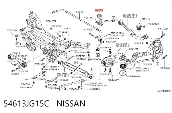 Tuleja stabilizatora tylnego 54613JG15C Nissan/Infiniti