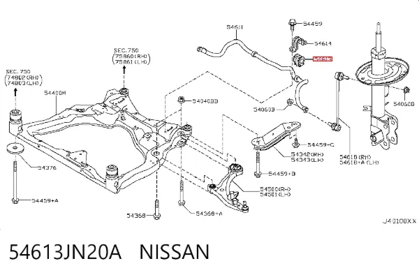 Tuleja stabilizatora przedniego 54613JN20A Nissan/Infiniti