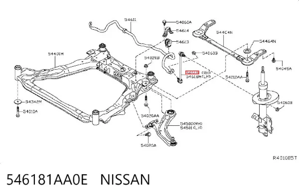 Łącznik stabilizatora przedniego prawy 546181AA0E Nissan/Infiniti
