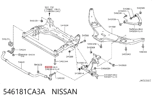 Łącznik stabilizatora przedniego prawy 546181CA3A Nissan/Infiniti