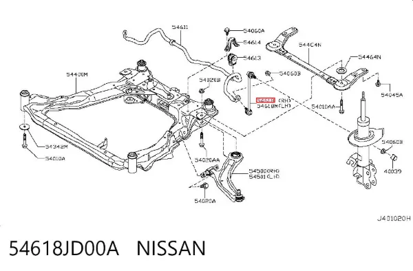 Łącznik stabilizatora przedniego prawy 54618JD00A Nissan/Infiniti