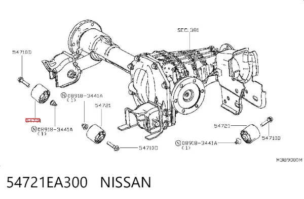 Silentblock przedni (poduszka) reduktora mostu przedniego 54721EA300 Nissan/Infiniti