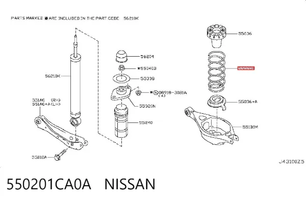 Sprężyna tylna 550201CA0A Nissan/Infiniti