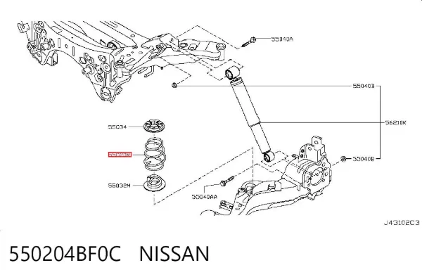 Sprężyna tylna 550204BF0C Nissan/Infiniti