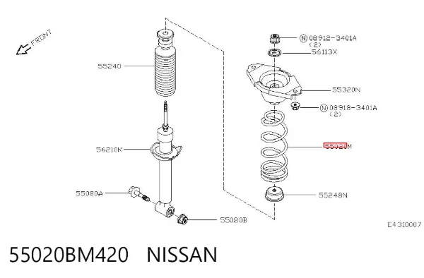 Sprężyna tylna 55020BM420 Nissan/Infiniti