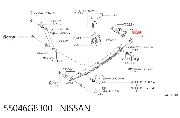 Silentblock tylnego resoru tylny 55046G8300 Nissan/Infiniti