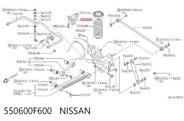 Odbój mostu tylnego 550600F600 Nissan/Infiniti