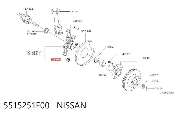 Silentblock czopu tylnego 5515251E00 Nissan/Infiniti