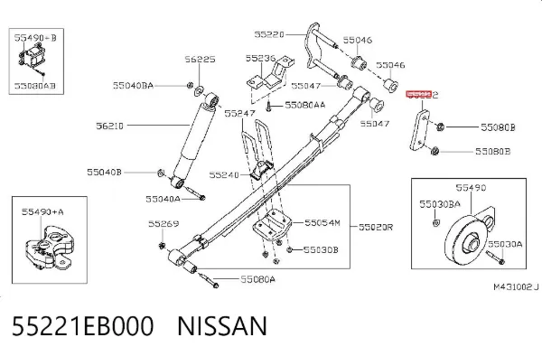 Ucho resoru tylnego 55221EB000 Nissan/Infiniti