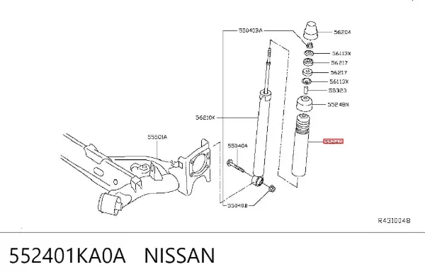 Odbój amortyzatora tylnego + osłona 552401KA0A Nissan/Infiniti