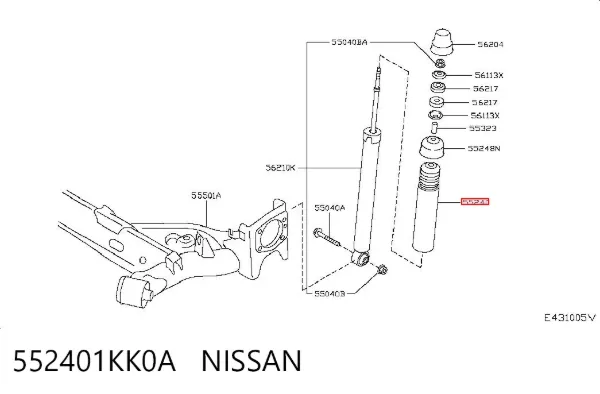 Odbój amortyzatora tylnego + osłona 552401KK0A Nissan/Infiniti