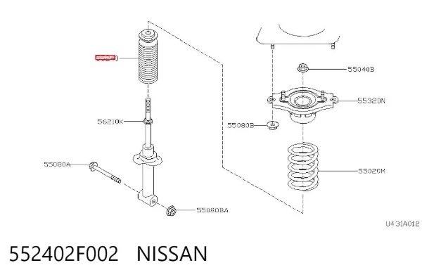 Odbój amortyzatora tylnego + osłona 552402F002 Nissan/Infiniti