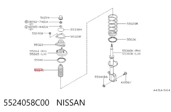 Odbój amortyzatora tylnego + osłona 5524058C00 Nissan/Infiniti