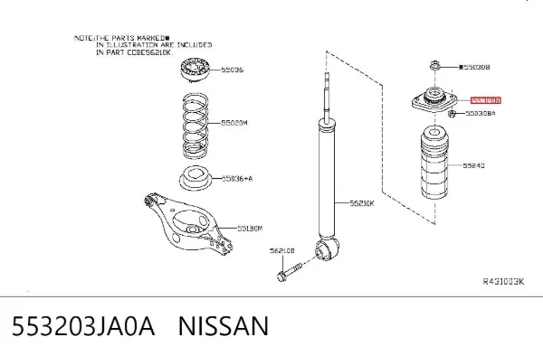 Poduszka amortyzatora tylnego 553203JA0A Nissan/Infiniti