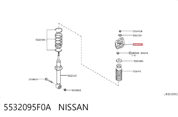 Poduszka amortyzatora tylnego 5532095F0A Nissan/Infiniti