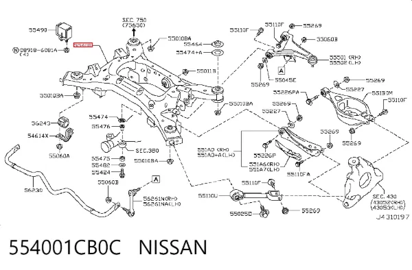 Korpus osi tylnej 554001CB0C Nissan/Infiniti