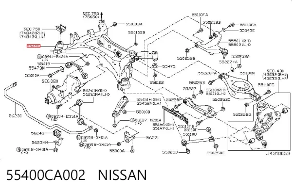 Korpus osi tylnej 55400CA002 Nissan/Infiniti