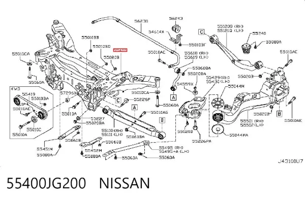 Korpus osi tylnej 55400JG200 Nissan/Infiniti