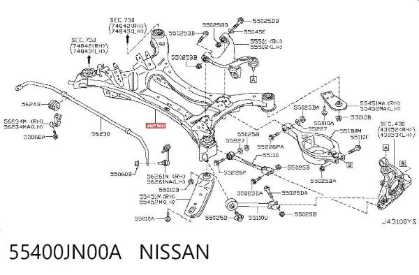 Korpus osi tylnej 55400JN00A Nissan/Infiniti