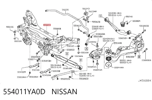 Korpus osi tylnej 554011YA0D Nissan/Infiniti