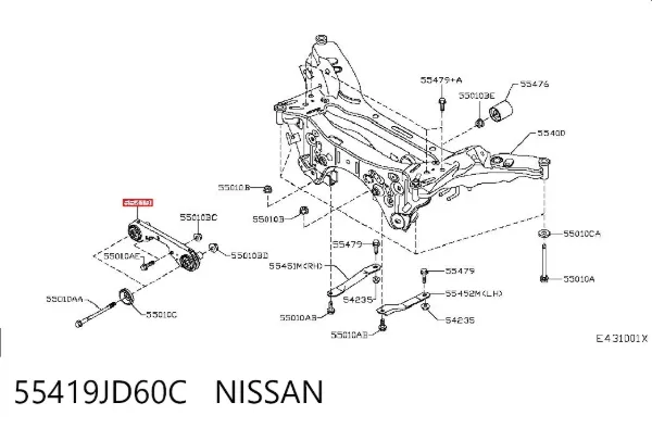 Wspornik (trawers) tylnego reduktora przedni 55419JD60C Nissan/Infiniti
