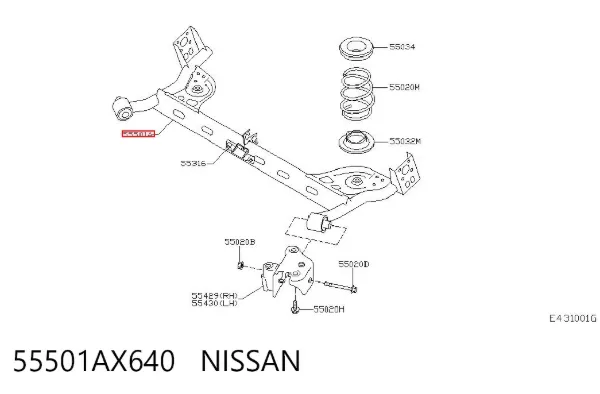 Korpus osi tylnej 55501AX640 Nissan/Infiniti