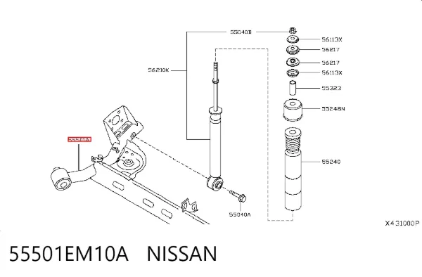Korpus osi tylnej 55501EM10A Nissan/Infiniti