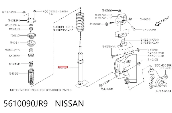 Amortyzator przedni 5610090JR9 Nissan/Infiniti