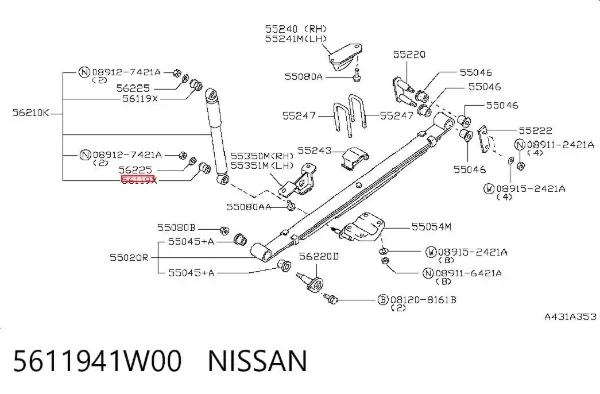 Silentblock amortyzatora tylnego 5611941W00 Nissan/Infiniti