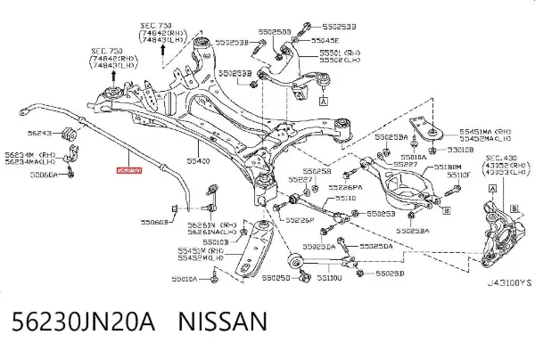Stabilizator tylny 56230JN20A Nissan/Infiniti