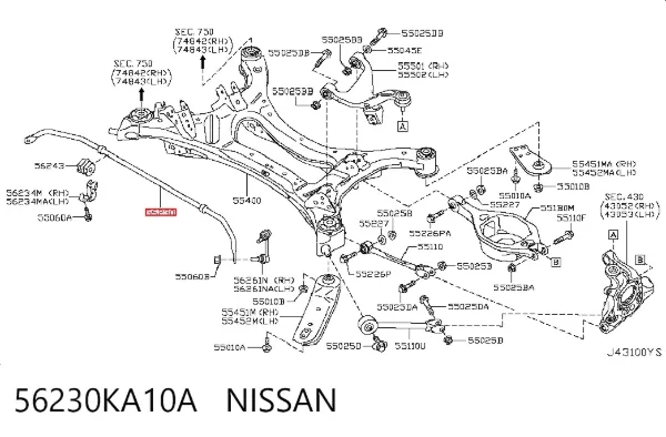 Stabilizator tylny 56230KA10A Nissan/Infiniti
