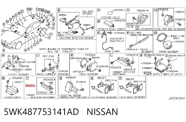 Antena (pierścień) immobilizera 5WK487753141AD Nissan/Infiniti