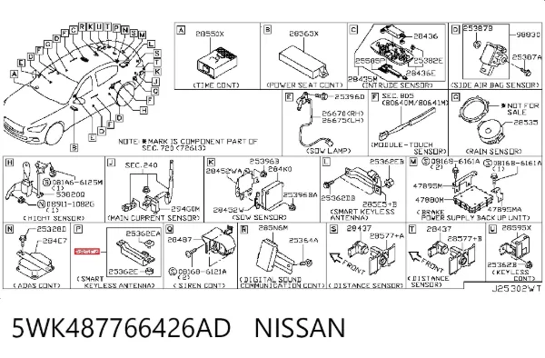 Antena (pierścień) immobilizera 5WK487766426AD Nissan/Infiniti
