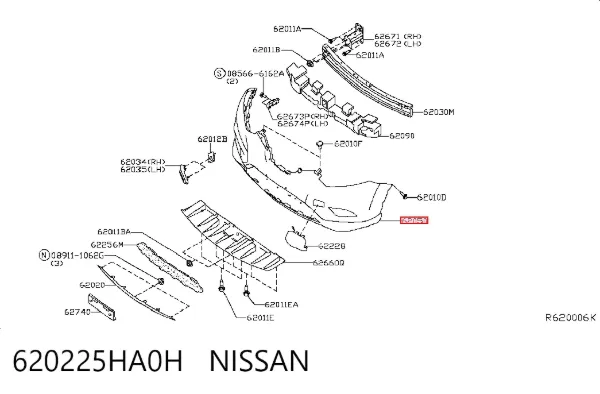 Zderzak przedni 620225HA0H Nissan/Infiniti
