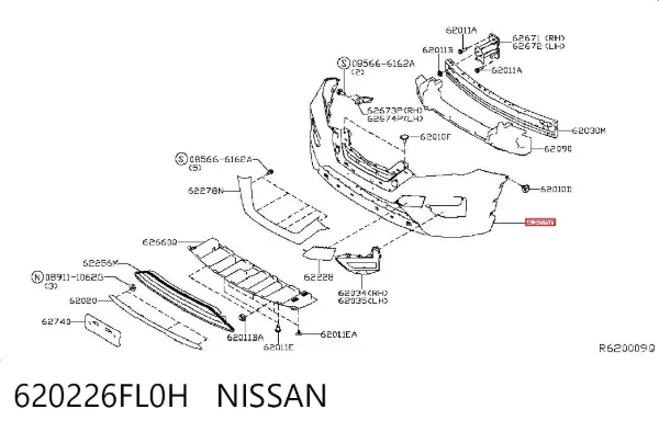Zderzak przedni 620226FL0H Nissan/Infiniti