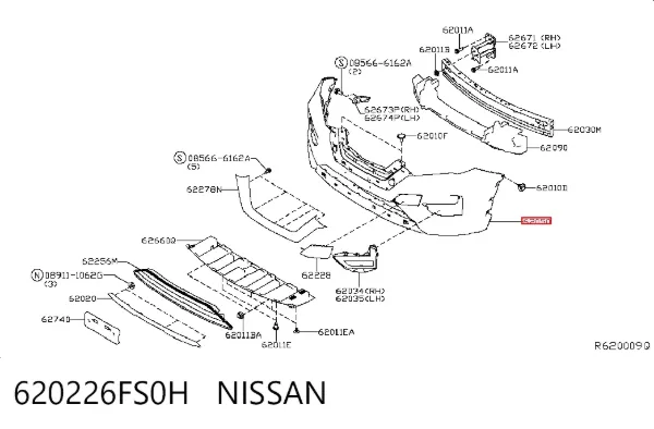 Zderzak przedni 620226FS0H Nissan/Infiniti