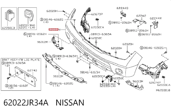 Zderzak przedni 62022JR34A Nissan/Infiniti