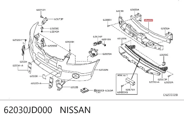 Wzmocnienie zderzaka przedniego 62030JD000 Nissan/Infiniti