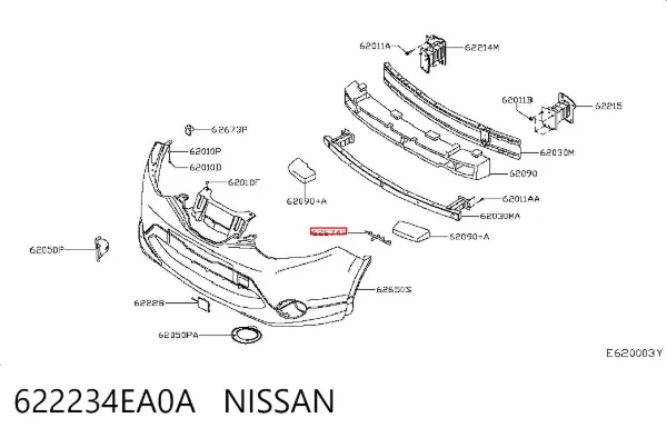 Wspornik zderzaka przedniego lewy 622234EA0A Nissan/Infiniti