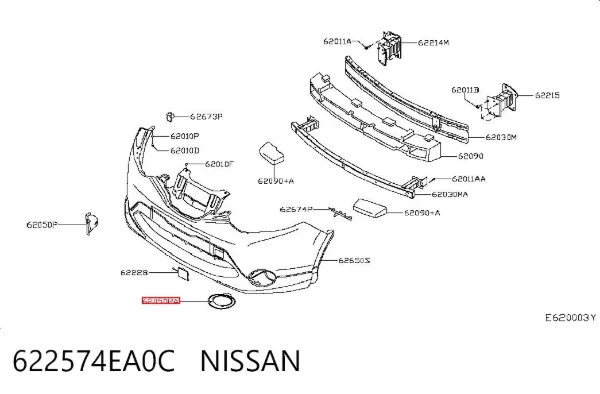 Obrzeże lampy przeciwmgielnej lewej 622574EA0C Nissan/Infiniti