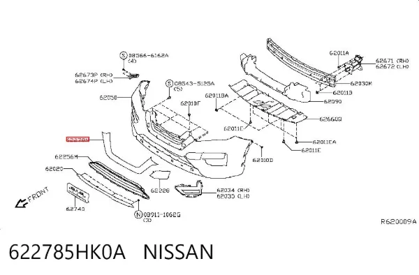 Nakładka na zderzak przedni środkowa 622785HK0A Nissan/Infiniti