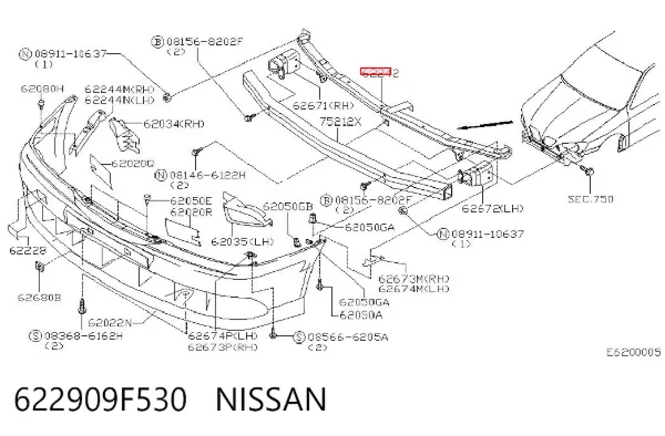 Wzmocnienie zderzaka przedniego Nissan Primera P11