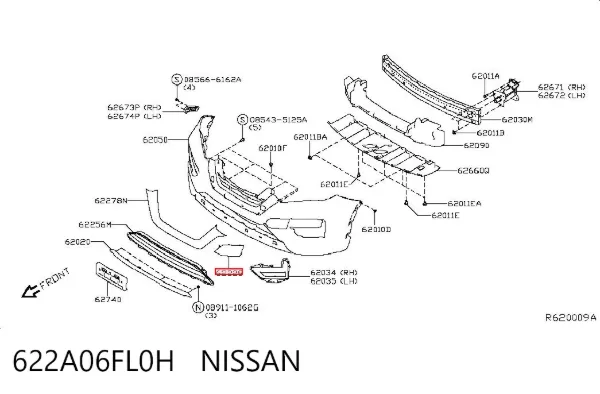Zaślepka haku holowniczego zderzaka przednia 622A06FL0H Nissan/Infiniti
