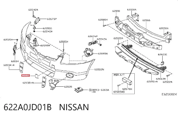 Zaślepka haku holowniczego zderzaka przednia 622A0JD01B Nissan/Infiniti