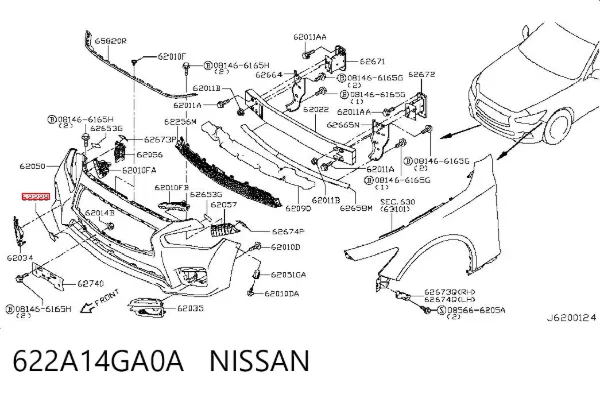 Zaślepka haku holowniczego zderzaka przednia 622A14GA0A Nissan/Infiniti