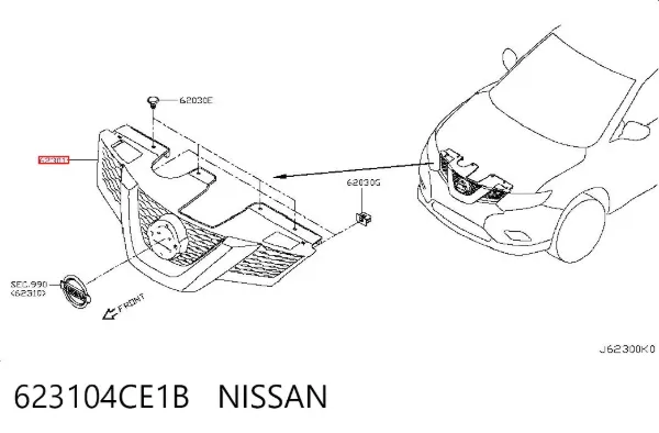 Atrapa chłodnicy 623104CE1B Nissan/Infiniti