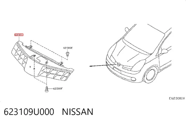 Atrapa chłodnicy 623109U000 Nissan/Infiniti