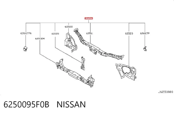 Osłona chłodnicy kompletna (panel mocowania reflektorów) 6250095F0B Nissan/Infiniti