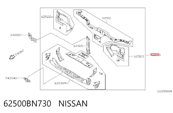 Osłona chłodnicy kompletna (panel mocowania reflektorów) 62500BN730 Nissan/Infiniti