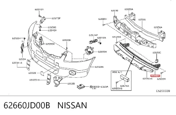 Wzmocnienie zderzaka przedniego 62660JD00B Nissan/Infiniti